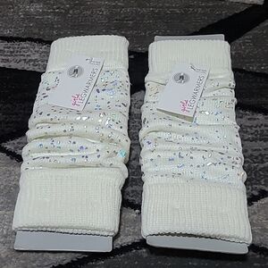 IRIDESCENT SHINE FOIL PRINT KNIT GIRLS LEGWARMERS